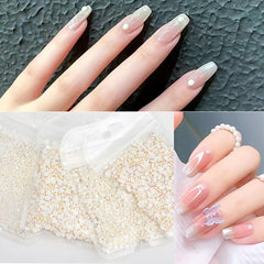144pcs 3D charms AB Round Pearl Nail Art Rhinestone Flat back Crystal For Nail Pearl For Nail Art Decorations Manicure DIY Tips