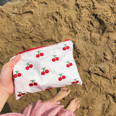 Korean Ins Storage Bag Organizer Kawaii Cherry Handbags Portable Cartoon Women's Handbags Makeup Organization