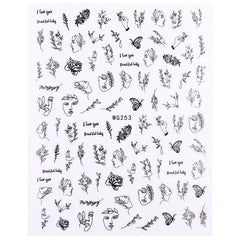Abstract Lady Face 3D Nail Stickers Flowers Fall Leaf Sliders Paper Nail Art Decor Gel Polish Sticker DIY Manicure Foils Tips