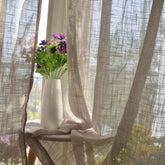 YICKYUE - Modern Linen Textured Curtains for Living Room Beige Grommet Top Window Treatments for Bedroom Nordic Solid Color Short Curtain