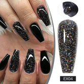YICKYUE - 20ml Glitter Extension Nail Gel Polish Black Red Sequins Reflective Semi Permanent UV Gel Varnish Nails Art Design