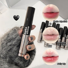 YICKYUE - Double Head Raincoat Lipstick Matte Mirror Lip Glaze Crystal Lip Tint Oil Clear Water Light Lip Gloss Lasting Non-stick Makeup