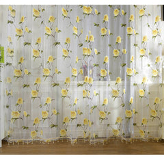 Floral Tulle Fabrics Tulle Curtains for Living Room Bedroom Window Door Voile Panel Sheer Curtain
