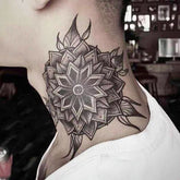 1PC Black Flower Neck Fake Tattoo Sticker For Men Waterproof Flash Temporary Tatto Body Arm Art Tatoos