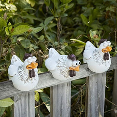 YICKYUE - 3PCS Creative Garden Fence Hen Resin Crafts Home Garden Courtyard Atmosphere Decoration Scene Layout Props and Ornaments