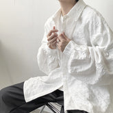Hearujoy Jacquard Relief Wrinkle Design Shirt Men Vibe Style Loose Long Sleeve Top Spring Autumn Fashion Luxury Shirts Coat Streetwear