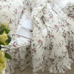 Yickyue New Vine flower print bedding set pastoral duvet cover bedding princess bedspread bed sheet for decor pillowcase bed clothes