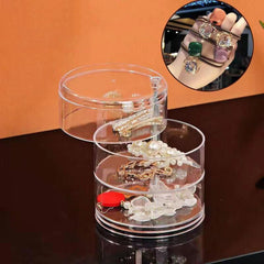 Jewelry Storage Box Makeup Organizer Storage Rack Bracelet Earrings Watch Rotating Plastic Storage Box Display Rack with Cover