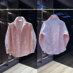 Hearujoy Relief Jacquard Design Shirt For Men Spring Autumn Long Sleeve Tops Streetwear Trendy Loose Anti-wrinkle Shirts Versatile