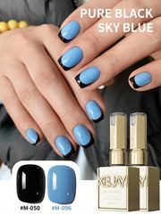 YICKYUE - 2PCS 15ml New Popular Black And Blue Color Gel Nail Polish Set, UV LED Soaking Nail Polish, Suitable for Home DIY and Nail Salon