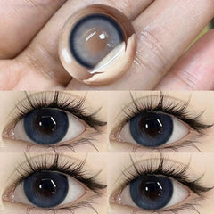 YICKYUE - 2pcs Color Contact Lenses With Diopter Large Diameter 14.5mm Beauty Pupil Blue Grey Natural Color Lens Free Fast Shipping