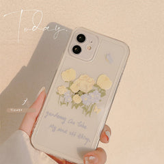 Oil painting roses flower silicone clear cute phone case for iphone 7 8 plus x xr xs max 11 12 mini pro max cover capa shell