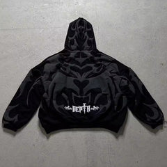 Hearujoy Y2K Dark Men's and Women's Gothic Printed Zipper Hoodie New Autumn and Winter Warm