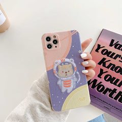 Cute 3D Space astronaut bear phone cover for iphone 11 Pro Max X XS MAX XR 7 8 Plus case soft embroidery IMD coque fundas capa