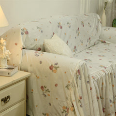 YICKYUE - Countryside Rose Printed Sofa Cover Pure Cotton Home Decoration Bedroom Living Room Sofa Cover Cloth Double Or Triple Sofa Cover