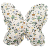 YICKYUE - Rustic Butterfly-Shaped Throw Pillow, Floral Pattern, Ruffle Embellishment, Machine Washable, Zipper Closure, Polyester 100%, All-Season Multipurpose Cushion for Bedroom and Living Room Decor, 100-120gsm