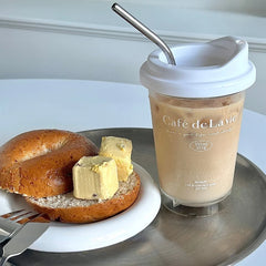 YICKYUE - Korean White Letter Coffee Cup Transparent Plastic Water Cup Accompanying Car Cup Coffee Mug Drinking Glasses