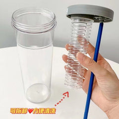 New Popular Large Capacity Water Cup Ins Style Women's Folding Straw Cup Portable Juice Cup Drinking Set