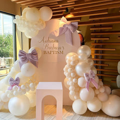 YICKYUE - 132 Pcs Pearl Sand White Balloon Garland Arch Pink Bow Balloon for Girls Princess Wedding Baby Shower Birthday Party Decoration