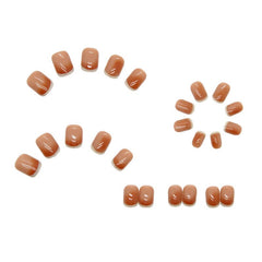 24Pcs Short False Press on Nail Tip French Smudge Designs Detachable Reusable Fake Nails Stick-on Nail Art DIY Tips