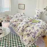 YICKYUE - Floral Style 100% Cotton Printed Soft Bedding Set Duvet Cover Bedclothes Bedspread Pillowcase Flat Sheets Comforter Set for Girl