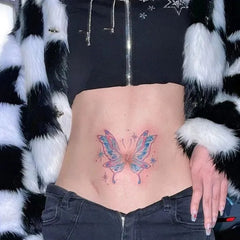 YICKYUE - Cartoon Butterfly Tattoo Stickers for Woman Abdomen Sexy Art Temporary Tattoos Waterproof Cute Fake Tattoo Lasting Stickers