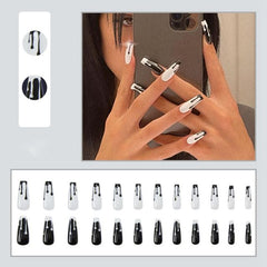 Detachable Butterfly Rhinestone Ballerina False Nails Wearable Long Coffin Fake Nails Full Cover Nail Tips With Glue 24pcs/Box