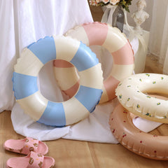 Vintage Striped Adult Kids Swimming Circle Pool Floats Inflatable Swimming Ring Rubber Ring for Pool Party Toys Photo Props