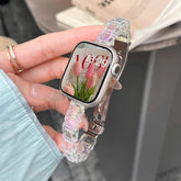 YICKYUE - Women Slim Transparent Laser Strap for Apple Watch Band 42mm 46 49 45 40 44 38 41mm Acrylic Bracelet for iWatch 10 9 8 7 SE 6 5