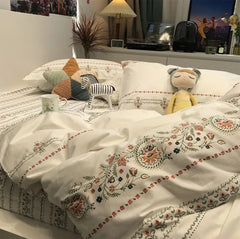 YICKYUE Romantic pastoral flower bedding set,sweet double cotton twin full queen king home textile flat sheet pillow case quilt cover