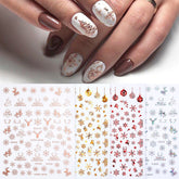 1 Sheets 3D Christmas Nail Art Decoration Stickers Sparkly Gold White Colorful Glitter Nail Art Geometry Snowflake Winter Decals