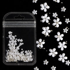 200pcs Acrylic Pink White Flower Mixed Size Rhinestones Silver Gold Gem Nail Art Decoration Manicures Tool For DIY Nail Designs