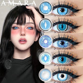 YICKYUE Blue Color Contact Lenses for Eyes Cosplay Yearly Makeup Halloween Beauty Color Contact Lenses Cosplay Anime Accessories