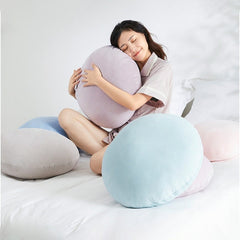 6pcs Simple fashion plain color home round cushion pillow solid color super soft comfortable breathable cushion Japanese style