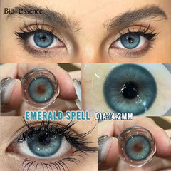 YICKYUE 1Pair Blue Green Contact Lenses with Diopter Yearly Contacts New Colorcon Cosmetics Beauty Brown Eyes Makeup Pupils