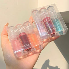 Capovini 3 Packs of Transparent Water Gloss Lip Gloss Pearl Gloss Lip Gloss Glass Moisturizing Natural Jelly Color Lip Makeup