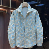 Hearujoy Relief Jacquard Design Shirt For Men Spring Autumn Long Sleeve Tops Streetwear Trendy Loose Anti-wrinkle Shirts Versatile