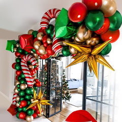 Yickyue 97 Pcs Christmas Balloon Garland Arch Kit Gift Box Exploding Star Foil Balloons Christmas Party Decorations DIY Balloon New Year