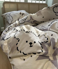 YICKYUE - Cute cartoon dog star bedding set teen boy,twin full queen lovely puppy cotton home textile bed sheet pillow case quilt cover
