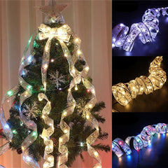 Yickyue Christmas Tree Decoration Ornaments Ribbon Fairy Light Bows Navidad Decor Natal New Year 2023 LED String Lights Xmas Tree