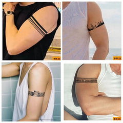 YICKYUE - 6pc/Set Arm Ring Herbal Juice Semi Permanent Tattoo Stickers Black Durable Waterproof Art Leg Fake Tattoos Men Women Cool Hot