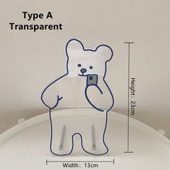 Acrylic Cute Bear Earring Display Stand Korean Ins Jewellery Holder For Earrings Ring Necklace Bracelet Earring Holder Ornaments