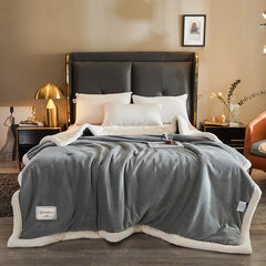 Thick Winter Keep Warm Blanket Queen Size Soft Home Warmth Fleece Blankets for Bed Comfortable Flocked Double Weighted Blanket