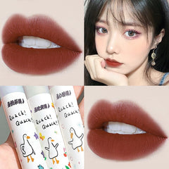 6 Colors Velvet Matte Lip Gloss Cute Duck Makeup Lip Glaze Beauty Cosmetics Long Lasting Waterproof Women Liquid Lipsticks