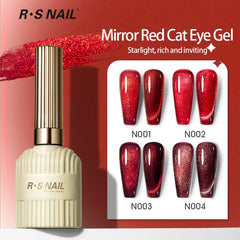 YICKYUE - 10ml Cherry Ruby Red Cat Eye Gel Nail Polish Red Wine Magnetic Gel Polish Soak Off UV LED Glitter Cateye Nail Varnish Gel
