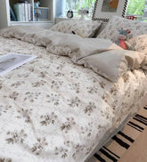 YICKYUE - French vintage pastoral flower bedding set,twin full queen retro floral cotton home textile bed sheet pillow case quilt cover
