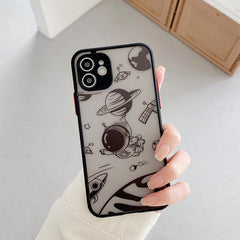 Luxury Astronaut Matt Transparent Phone Case For iPhone 11 12 Pro Max Mini X Xs XR 7 8 Plus SE 2 Silicone Shockproof Cover