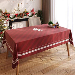 Yickyue Christmas Linen Tablecloth Fashion Light Luxury Rectangular Tablecloth Suitable for Dinner Party Holiday Wedding Decoration