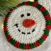 YICKYUE - 1pc Hand Knitted Coaster Santa Merry Christmas Cups Decorations Crocheted Mug Plate Pad Home Cup Coasters Xmas Table Accessories