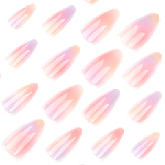 Yickyue Colored Halo Dyeing Wearable Nail Art Fashion Almond Shape Fake Nails Detachable Finished False Nails Press on Nails with Glue